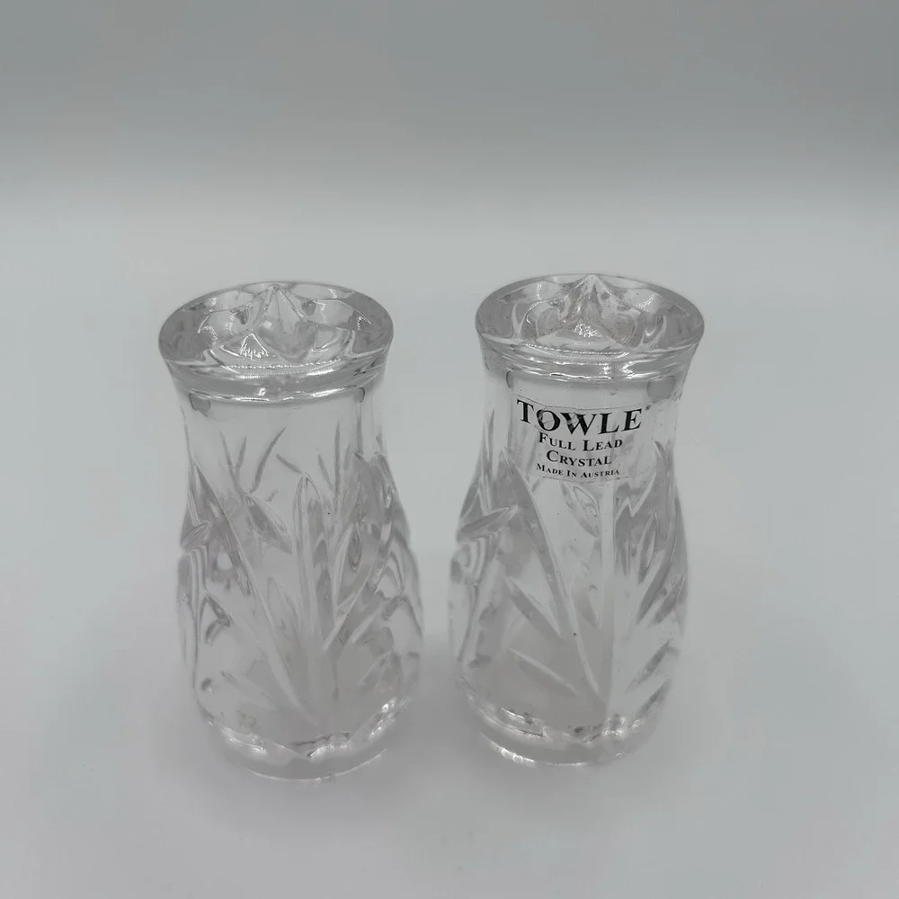 Towle Full‎ Lead Crystal Salt & Pepper Set Made In Austria Luxury Perfect Gift